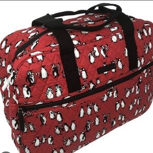 Vera Bradley Red Quilted Penguin Travel Bag